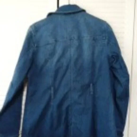 ISAAC MIZRAHI LIVE Blue Denim Barn Chore Coat Jacket Size 2 XS S QVC *No Belt - Picture 7 of 12